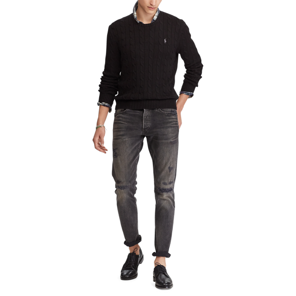 Black Cable-knitted Cotton jumper Big & Tall 2