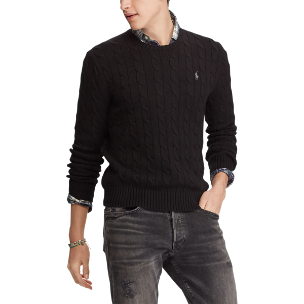 Black Cable-knitted Cotton jumper Big & Tall 3