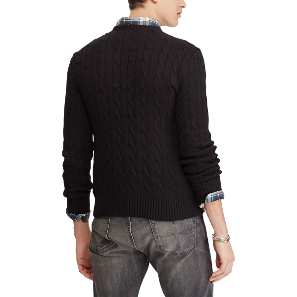 Black Cable-knitted Cotton jumper Big & Tall 4