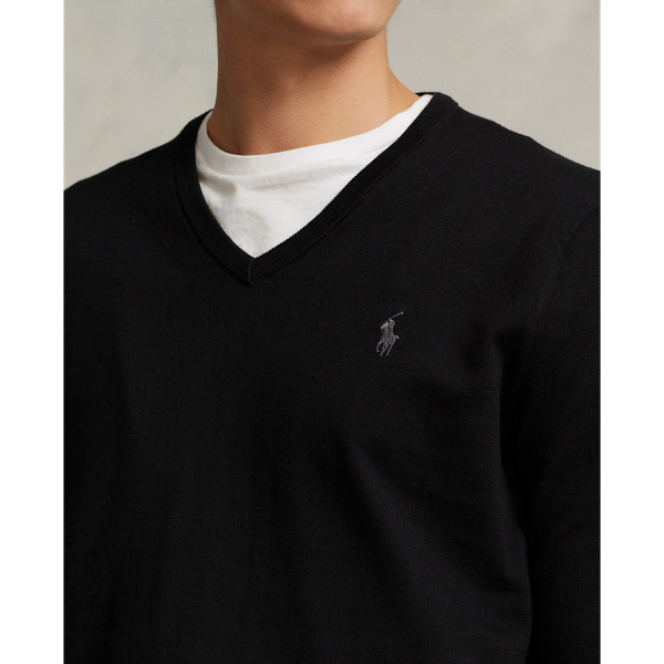 Slim Fit Cotton V Neck Sweater Ralph Lauren UK