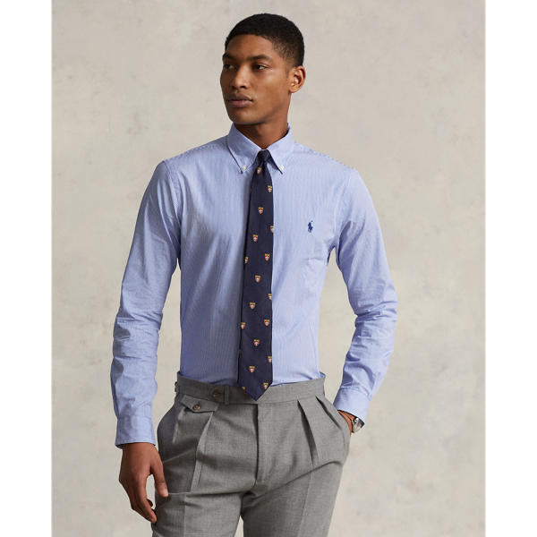 Slim-Fit Popelinehemd mit Streifen Polo Ralph Lauren in Blue/White Hairline 7