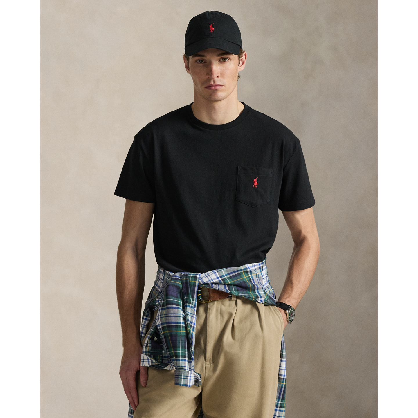 Мужская футболка Ralph Lauren Classic Fit Jersey Pocket, цвет: Чёрный — фото 4