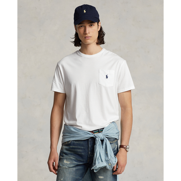 White Custom Slim Fit Jersey Pocket T-Shirt Polo Ralph Lauren 1