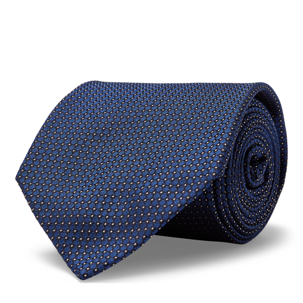 Navy Patterned Silk Tie Purple Label 1