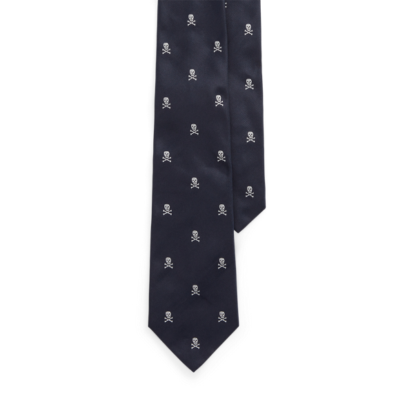 Navy/White Skull-and-Bones Silk Repp Tie Purple Label 1