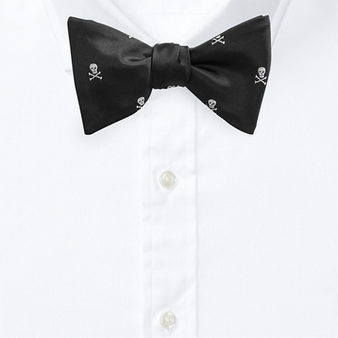 Мужской галстук-бабочка Ralph Lauren Skull-and-Bones Silk Bow Tie, цвет: Чёрный / Белый