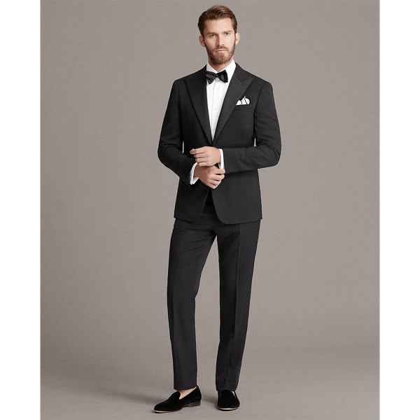 Black Gregory Wool Barathea Peak Tuxedo Purple Label 1