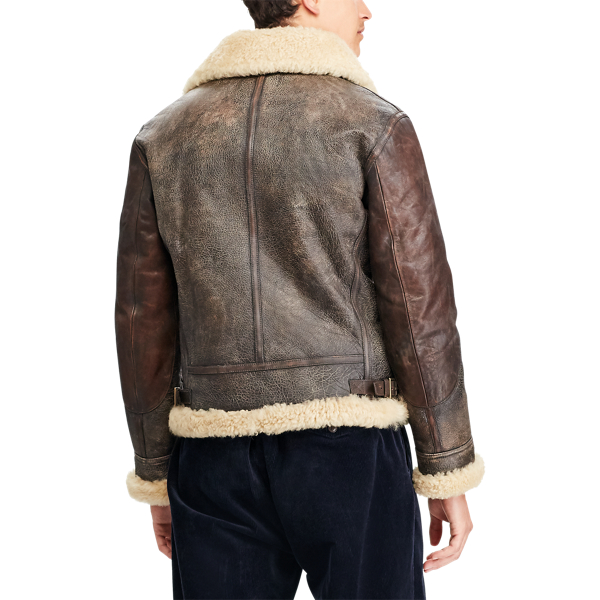 Vtg Brown/ Cream/ Slckr Y Shearling Aviator Jacket Purple Label 6