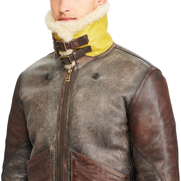 Vtg Brown/ Cream/ Slckr Y Shearling Aviator Jacket Purple Label 7