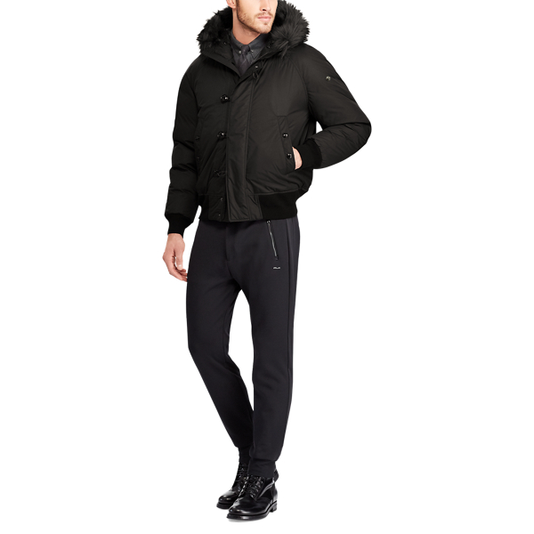 Black RLX Faux-Fur-Trim Down Jacket Purple Label 2