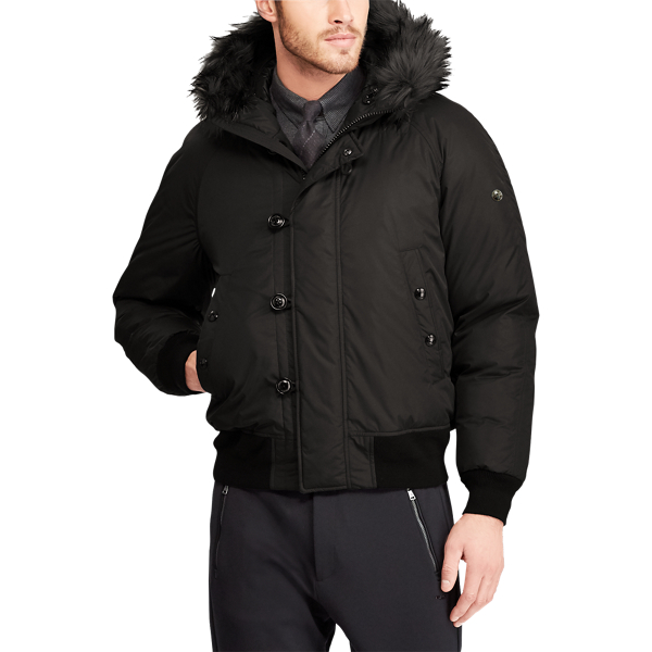 Black RLX Faux-Fur-Trim Down Jacket Purple Label 3