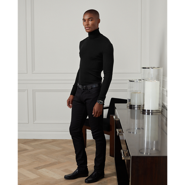 Polo Black Slim Fit Rib-Knit Wool Sweater Purple Label 4