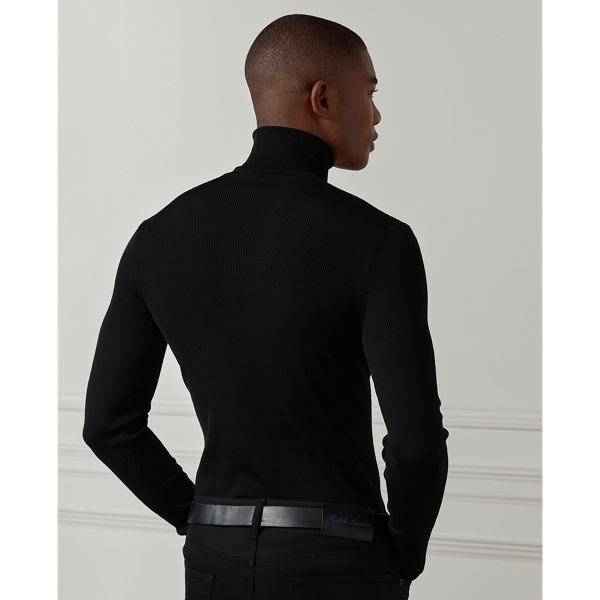 Polo Black Slim Fit Rib-Knit Wool Sweater Purple Label 5