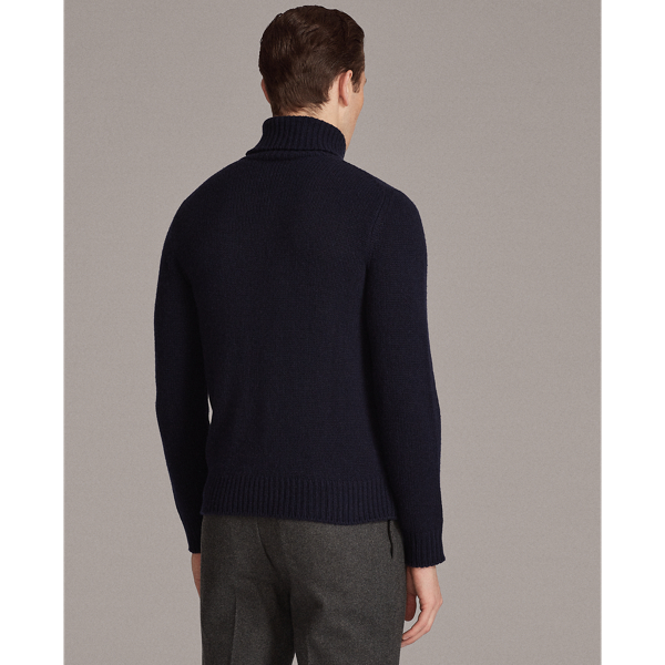 Classic Chairman Navy Bullion Cashmere Roll Neck Jumper Purple Label 5