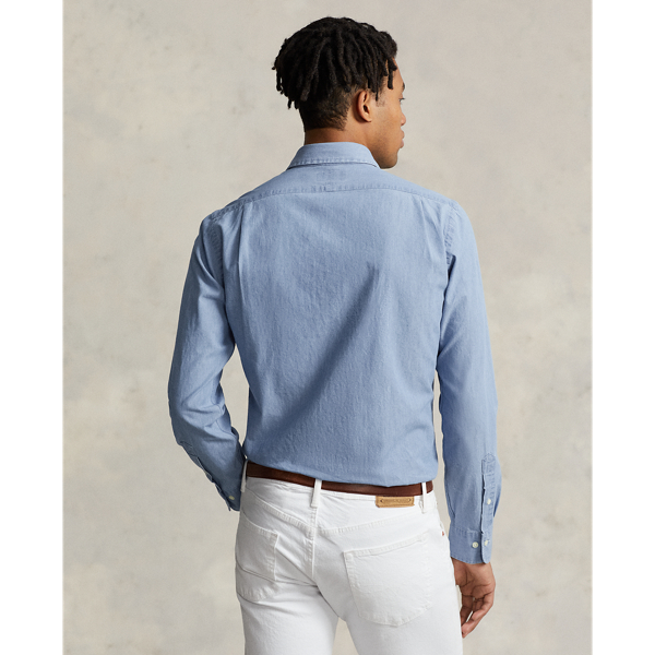 Camicia in chambray indaco Slim-Fit Polo Ralph Lauren in Blu Nimes/Bianco 5