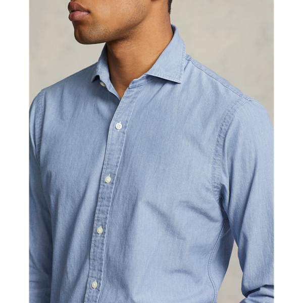 Camicia in chambray indaco Slim-Fit Polo Ralph Lauren in Blu Nimes/Bianco 6