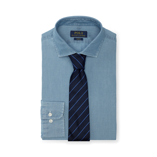 Camicia in chambray indaco Slim-Fit Polo Ralph Lauren in Blu Nimes/Bianco 2