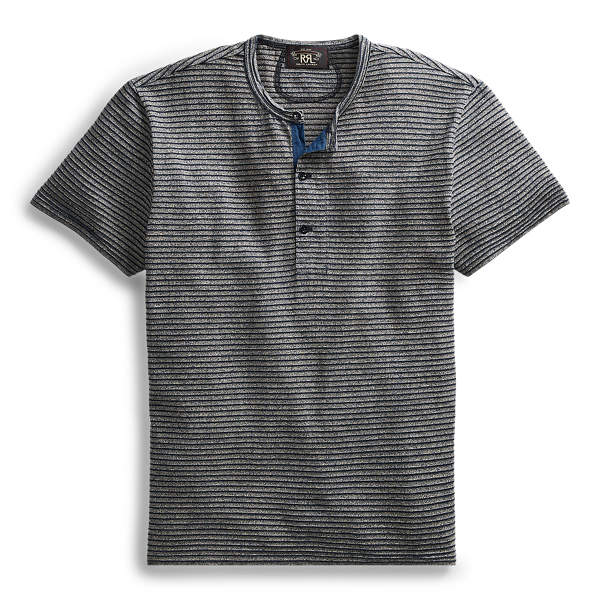 Indigo Striped Cotton Henley