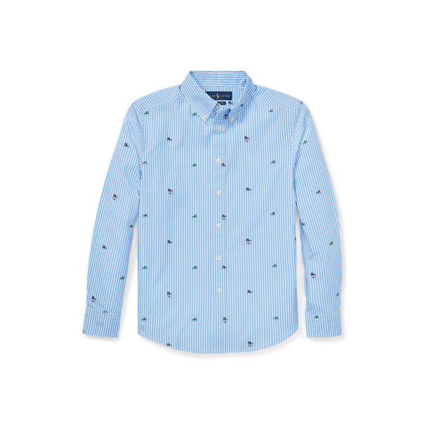Striped Stretch Cotton Shirt Boys 6-14 Years 1