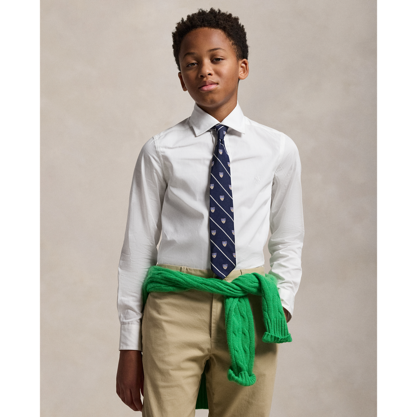 Детская рубашка Ralph Lauren Slim Fit Cotton Broadcloth Dress Shirt, цвет: Белый — фото 4