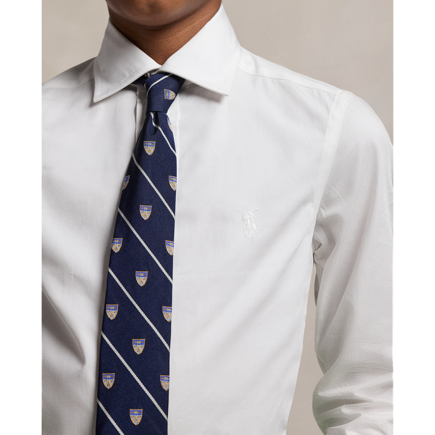 Детская рубашка Ralph Lauren Slim Fit Cotton Broadcloth Dress Shirt, цвет: Белый — фото 3