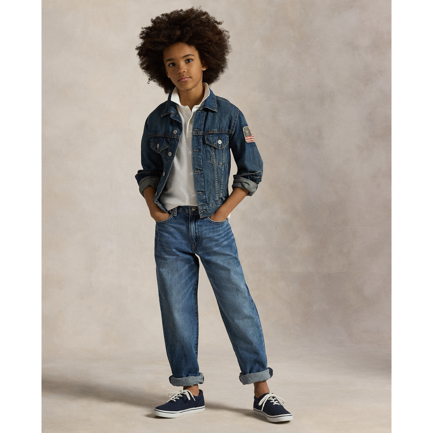 Детская куртка Ralph Lauren Flag Denim Trucker, цвет: Варёный — фото 2