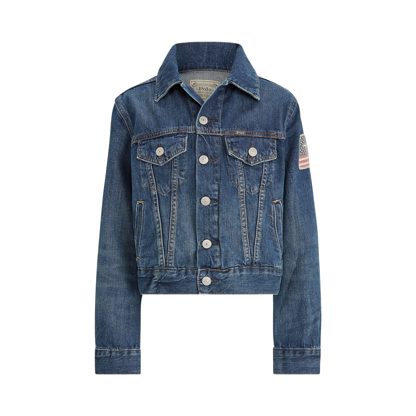 Детская куртка Ralph Lauren Flag Denim Trucker, цвет: Варёный — фото 5