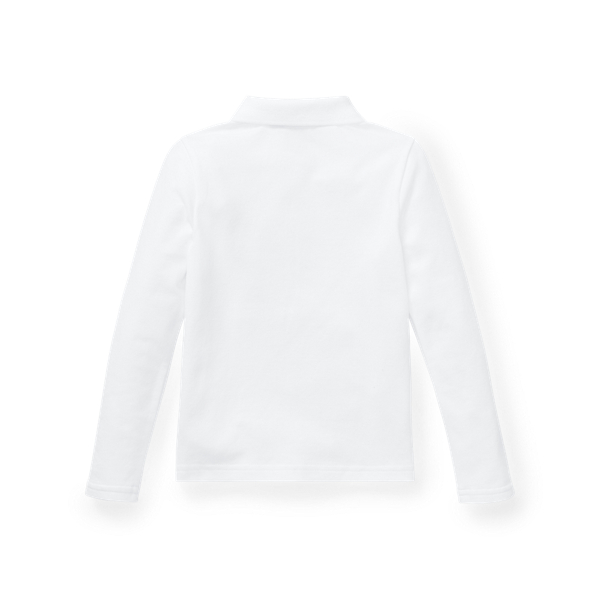 White Stretch Cotton Mesh Polo Shirt Girls 1.5-6.5 Years 2