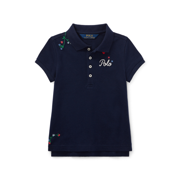 Embroidered Stretch Piqu&eacute; Polo Girls 1.5-6.5 Years in 1