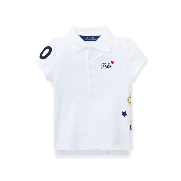 Patchwork Stretch Piqu&eacute; Polo Girls 1.5-6.5 Years 1