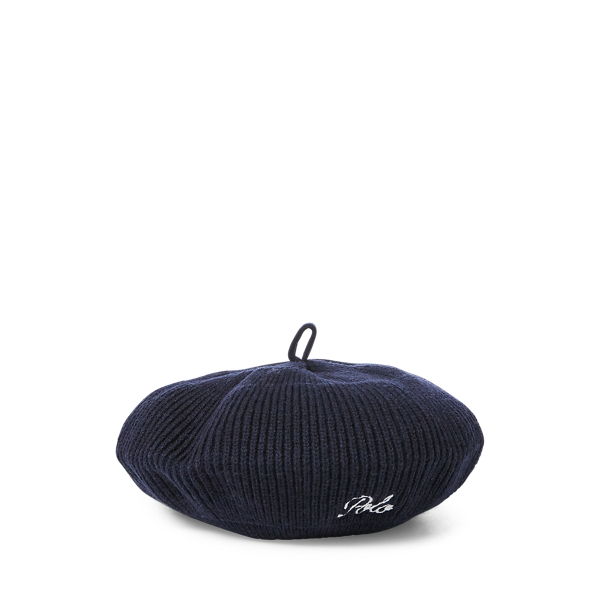 Hunter Navy Embroidered Wool Beret GIRLS 1.5-6.5 YEARS 1