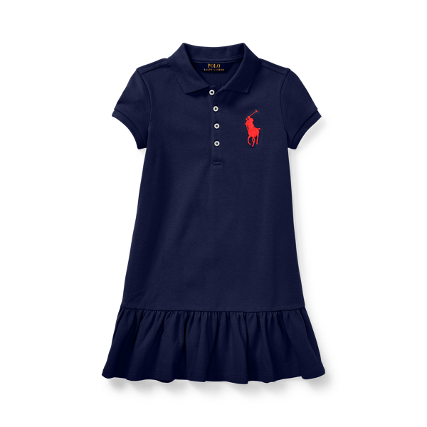 Stretch Cotton Mesh Polo Dress Girls 1.5-6.5 Years 1