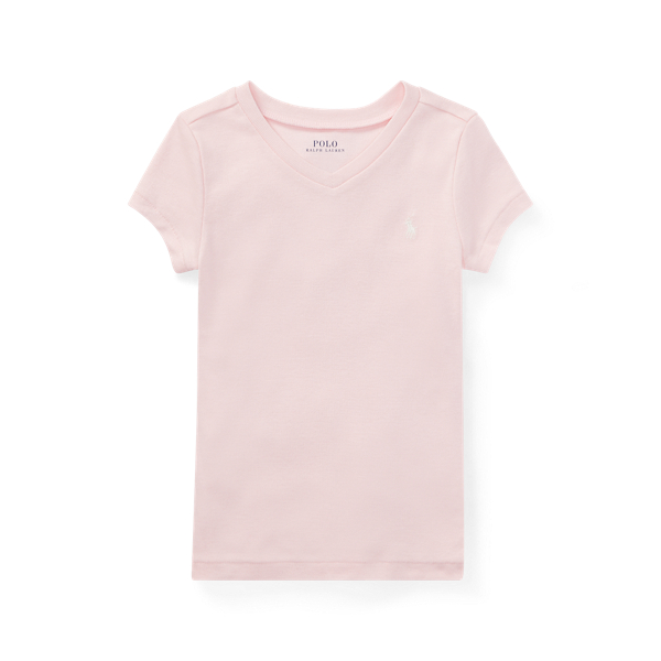 Cotton Jersey V-Neck Tee Girls 1.5-6.5 Years em 1