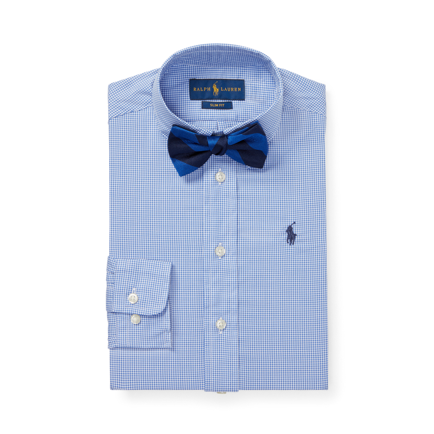 Детская рубашка Ralph Lauren Slim Fit Gingham Cotton Dress Shirt, цвет: Синий разноцветный — фото 1