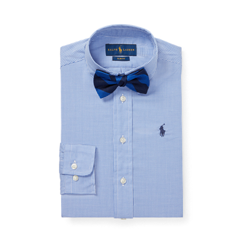 Детская рубашка Ralph Lauren Slim Fit Gingham Cotton Dress Shirt, цвет: Синий разноцветный