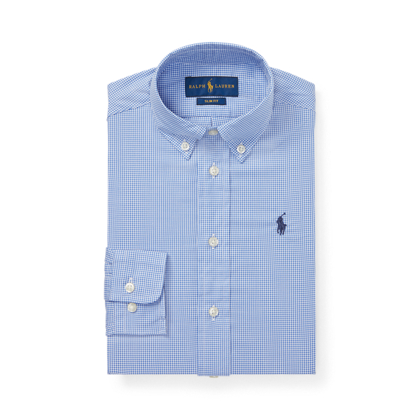 Slim Fit Gingham Cotton Dress Shirt