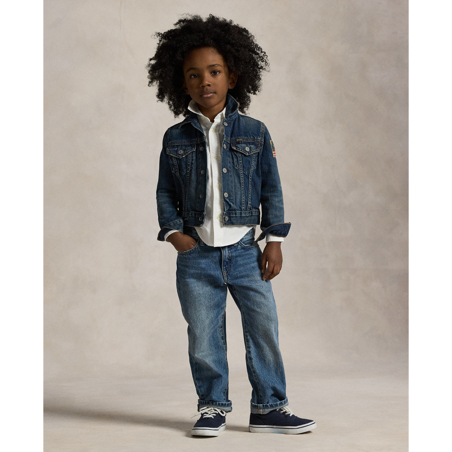 Детская куртка Ralph Lauren Flag Denim Trucker, цвет: Варёный — фото 2