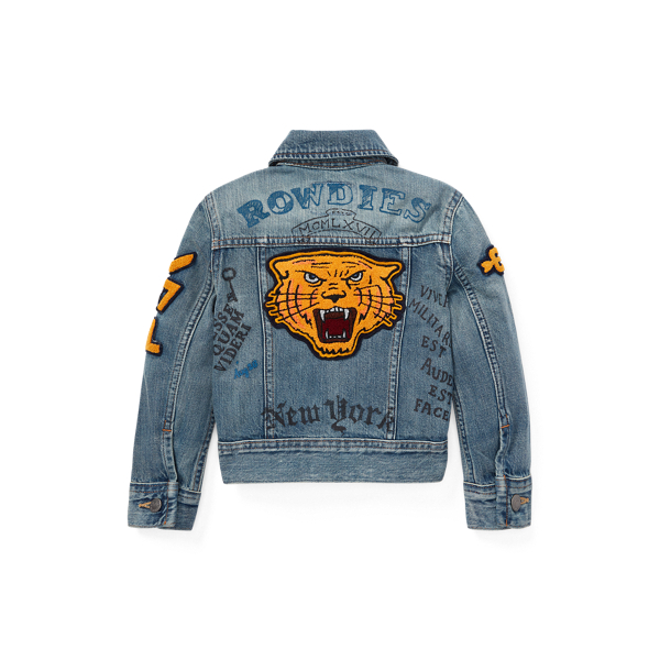 Polo jean jacket with tiger on back hotsell