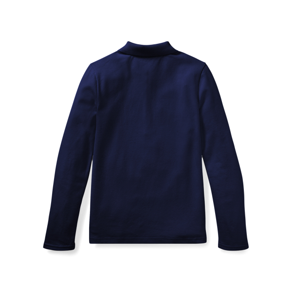 Refined Navy Mesh Long-Sleeve Polo Shirt Girls 7-14 Years 2