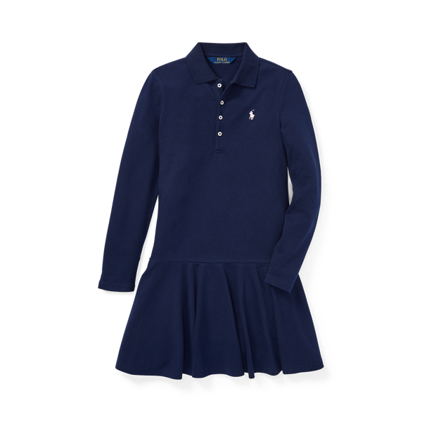 Stretch Cotton Mesh Polo Dress