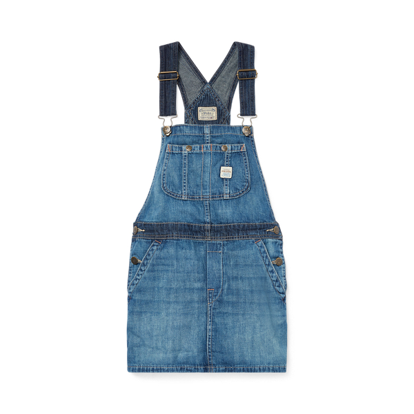 Cotton Denim Overall Dress Girls 7-14 Years em 1