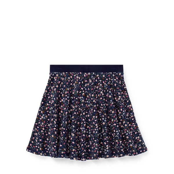 Navy/Pink Multi Floral French Terry Skirt Girls 7-16 2