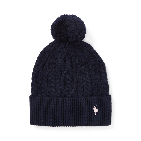 Bonnet &agrave; pompon en tricot d'Aran