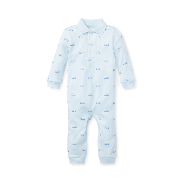 Train Cotton Polo Coverall Baby Boy 1