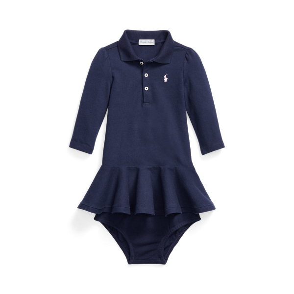 Stretch Cotton Mesh Polo Dress