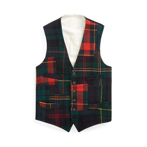 Patchwork Tartan Wool Vest for Men Ralph Lauren IE