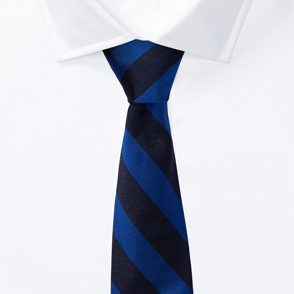 Navy/Royal Striped Silk Twill Narrow Tie Polo Ralph Lauren 2