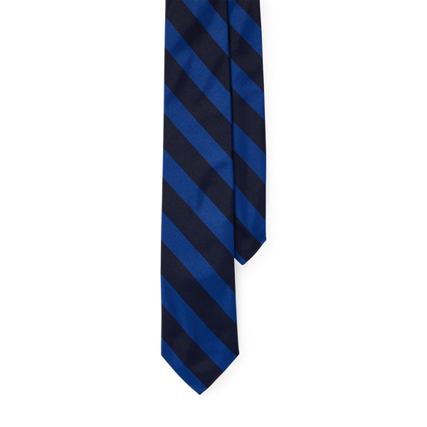 Navy/Royal Striped Silk Twill Narrow Tie Polo Ralph Lauren 4