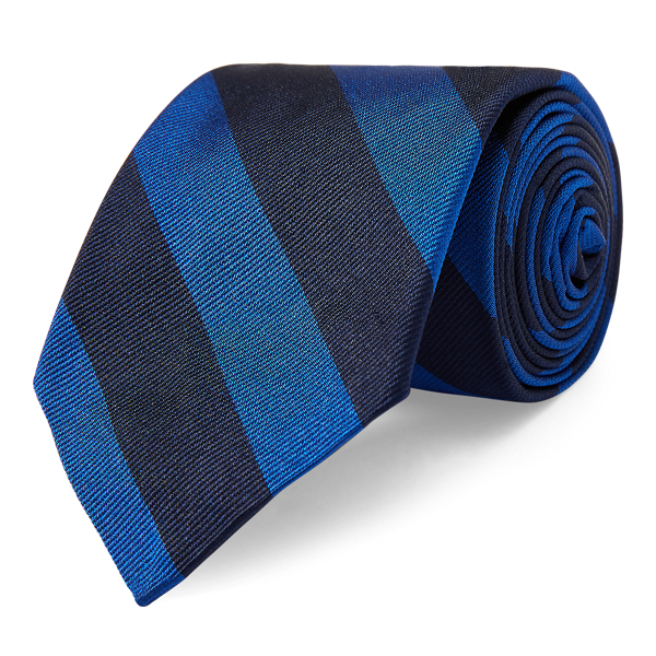 Navy/Royal Striped Silk Twill Narrow Tie Polo Ralph Lauren 1