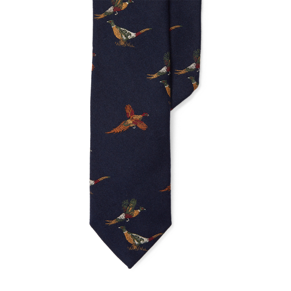 Navy Pheasant Wool-Silk Narrow Tie Polo Ralph Lauren 4